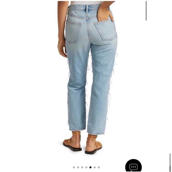 NWT FRAME Denim Layered-Look Straight Leg Distressed Jeans - Picture 5 of 8